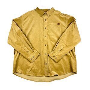 Drake Waterfowl Corduroy Shirt Mens 2XL Tan Long Sleeve Button Down